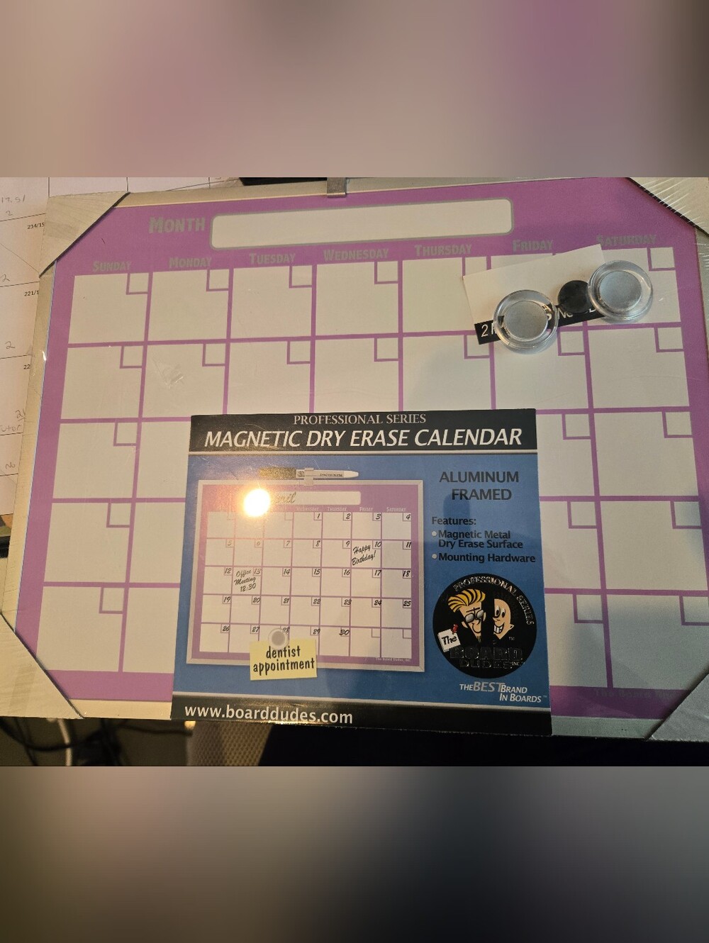 NIB The Board Dudes Magnetic Whiteboard Calendar 11x14